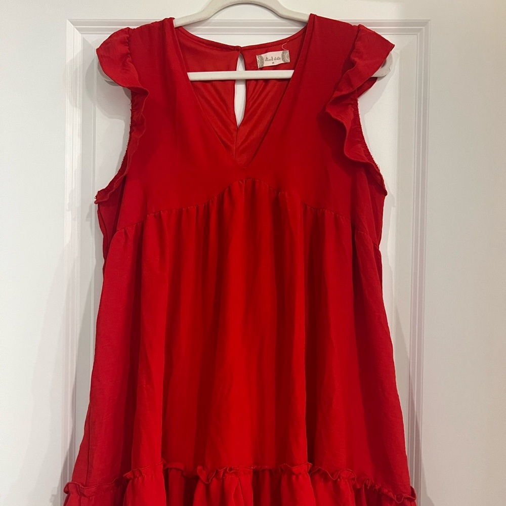 Altard state flutter sleeve red mini dress